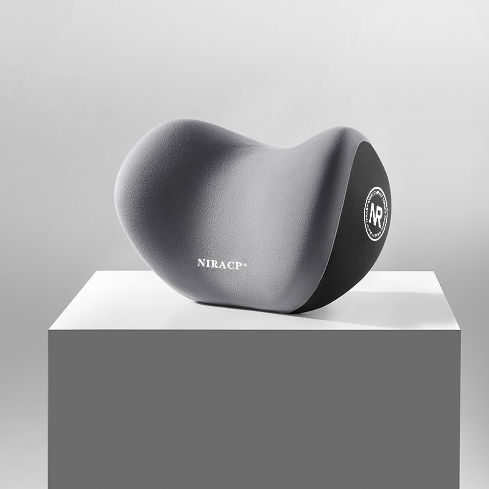 Almohada de espuma viscoelástica para el cuello para coche, protección para aliviar el estrés, cojín de respaldo Lumbar, cojín Lumbar transpirable para reposacabezas de coche: Gris