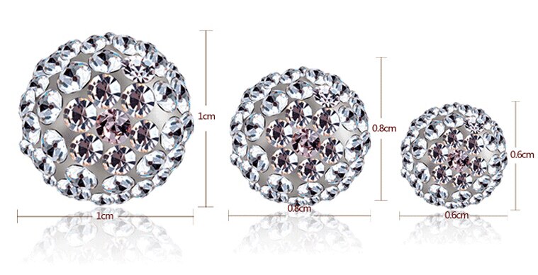 Anenjery Eenvoudige Volledige Crystal Ball Stud Oorbellen Met Zilver Kleur Oorbellen Cadeau Voor Vrouwen Brincos S-E35