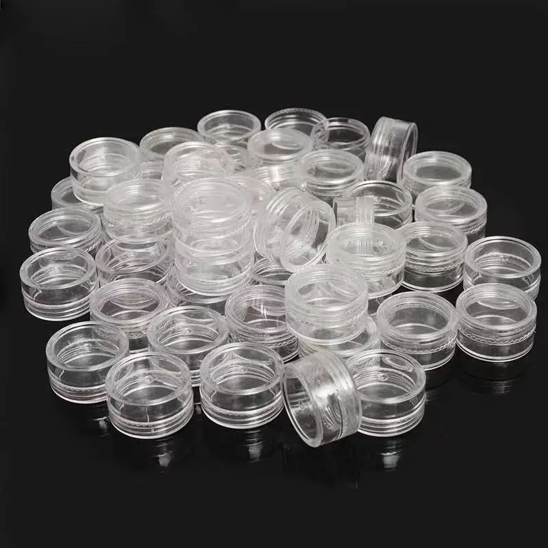 100 stuks 2g/5g/10g lege plastic potjes, transparante proefpotjes voor oogschaduw, crème, lippenbalsem, draagbare make-uppotjes