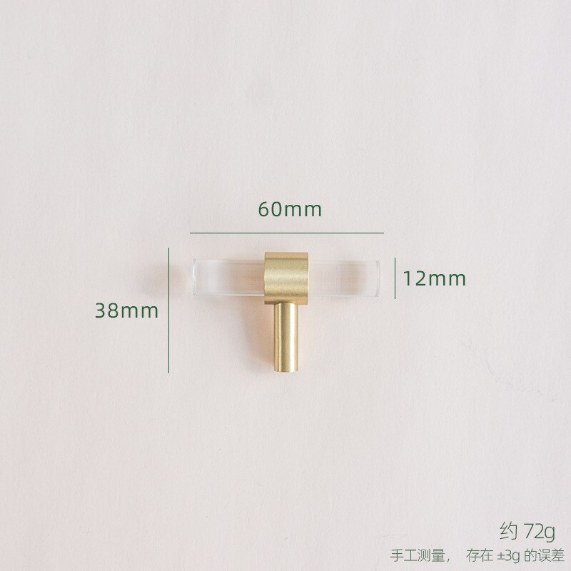 Acryl Messing Strip Handvat Moderne Minimalistische Kast Golden Transparante Lade Garderobemeubilair Licht Luxe Deurklink: single hole