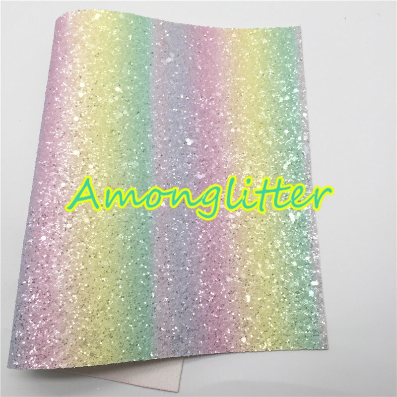 Amonglitter Rainbow hojas de tela de cuero grueso de brillo, tejido brillante para bolsas y zapatos de lazos de bricolaje 21x29cm tamaño A4 MB013A