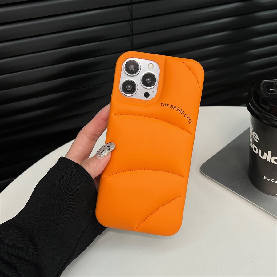 Funda The Bread para iPhone 15 14 13 12 Pro Max Plus, chaqueta acolchada, funda para teléfono a prueba de golpes, funda naranja