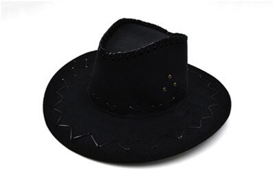 Cowboy hat male women's general hat cowboy hat Suede Look Wild West Fancy Dress Mens Ladies Cowgirl Unisex Hats: Black