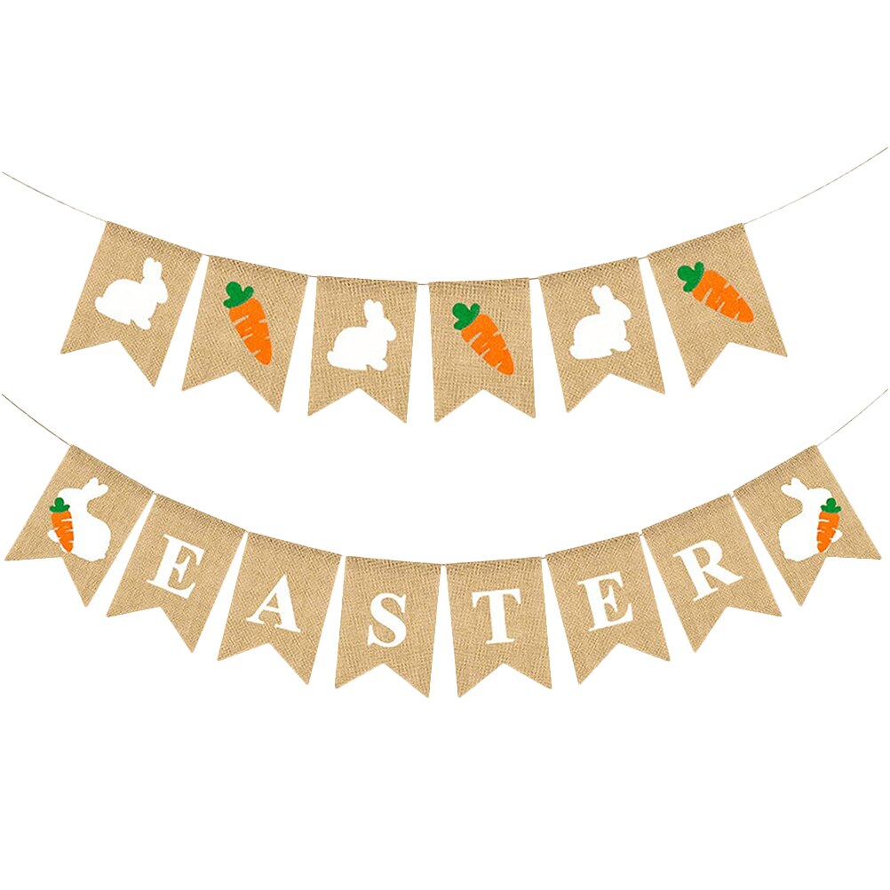2pcs Easter Party Banner Easter Theme Festival Banner Easter Flag Banners Pendant