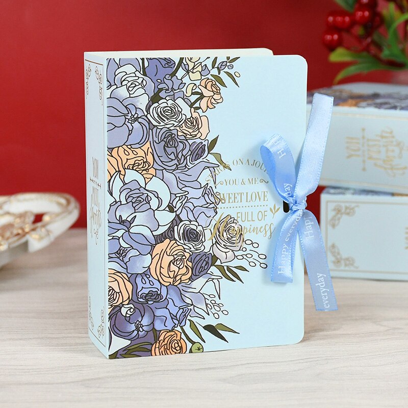 5Pcs Book Shape Candy Boxes with Ribbon Baby Shower Wedding Favors Box Home Birthday Party Decoration Supplies: T04