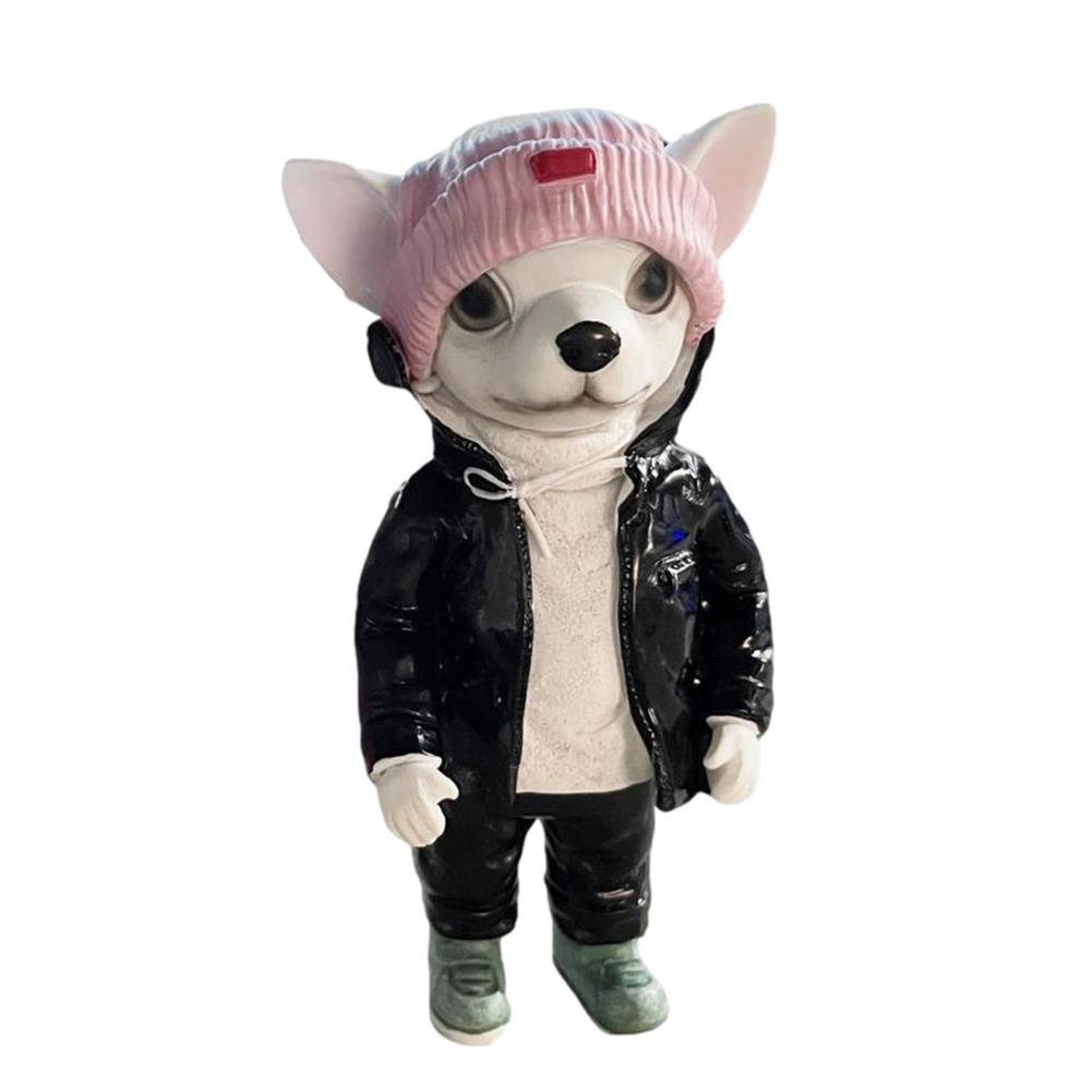 Standing Puppy Resin Doll Fashionable Dog Resin Doll Tiny Puppy Sculpture Ornaments For Christmas Decoration Home Adornments Sp: Black