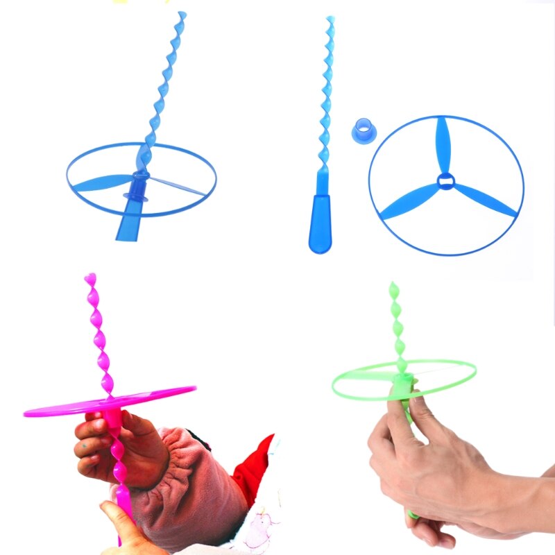Pakke  of 12 snoede flyvende tallerkener assorterede farver helikoptere børnelegetøj   l9cd