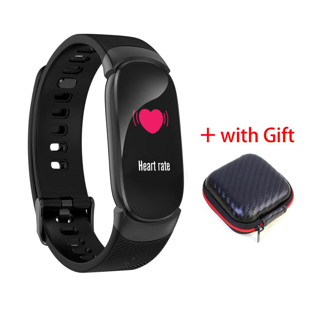 Qw16 vandtæt smart armbånd smart band  ip67 hjertefrekvens fitness tracker blodtryk smart ur: Sort kasse