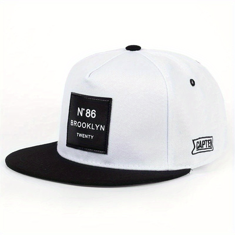 1pc hommes femmes BROOKLYN Baseball coton réglable Snapback chapeau, casquettes Hip Hop en cuir, chapeau de soleil, chapeaux de camionneur unisexe: WHITE