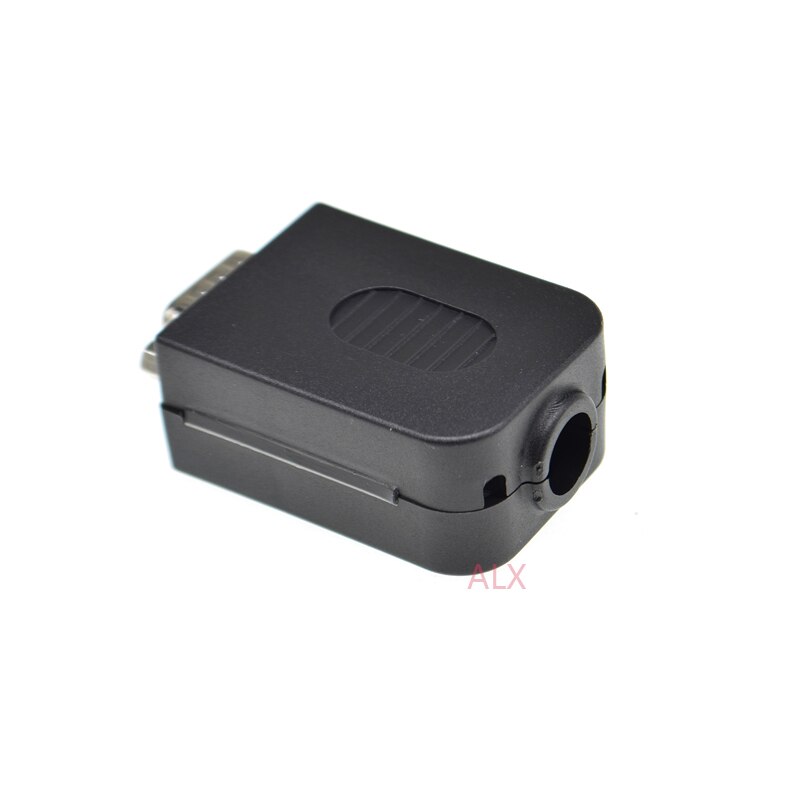 1PCS DB9 9PIN male plug serial port connector terminal adapter with black shell D-SUB COM RS232 RS485 wire cable free solder