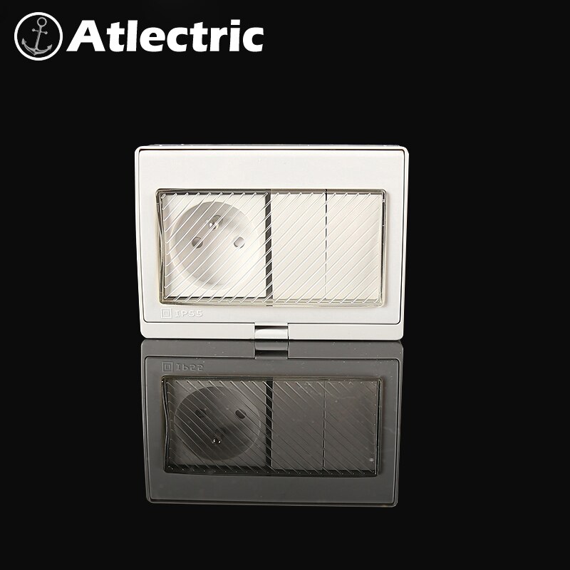 Atlectric IP55 FR Standard Waterproof Dust-proof Outdoor External Wall Power Socket Switch Outlet Weatherproof Socket