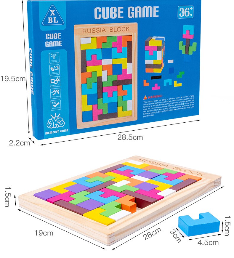 Per bambini In Legno Giocattoli Educativi Gioco di Puzzle Tetris Cubi Puzzle Del Bambino Giocattoli Per Bambini Delle Ragazze Dei Ragazzi Bambini Tetris Puzzle di Magia Tangram