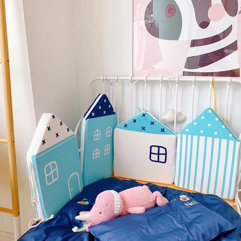 Baby Room Crib Bumper Ins House Baby Bedding Set Newborn Bed Cradle Cushion Infant Crib Protector Cot Fence Home Decoration: C