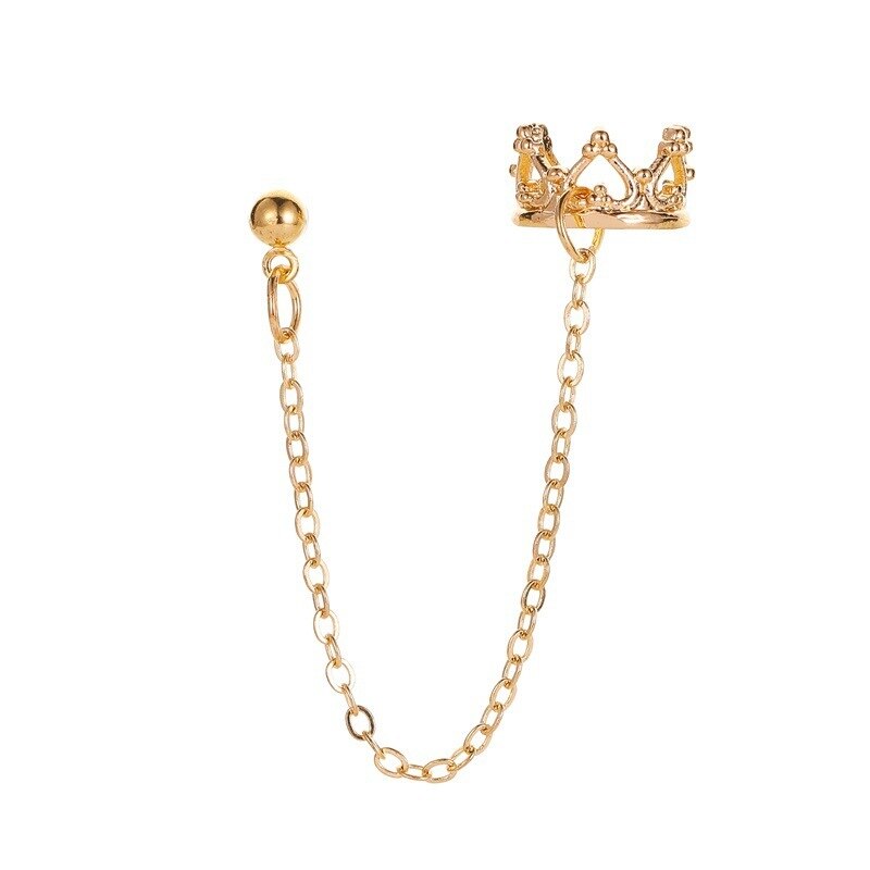 Crown U-Vormige Oor Clips Hollow Liefde Retro Oorbellen Voor Vrouwen Pendientes Mujer Lange Oorbellen Piercing Oor Manchetten Clip op Oorbellen