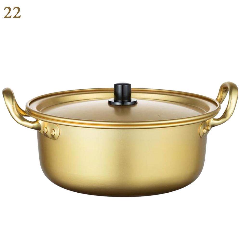 Instant Noodle Pot Koreaanse Ramen Noodles Pot Geel Aluminium Soeppan Met Geoxideerd Coating Snelle Verwarming Koeling Voor Keuken # 4O: 22cm