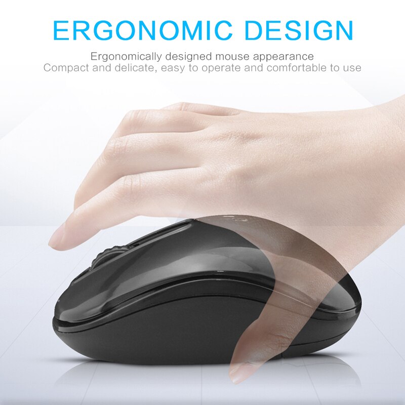 USB Wireless Mouse Solid Color Ergonomic Optical Mice Laptop Game Player JR Deals