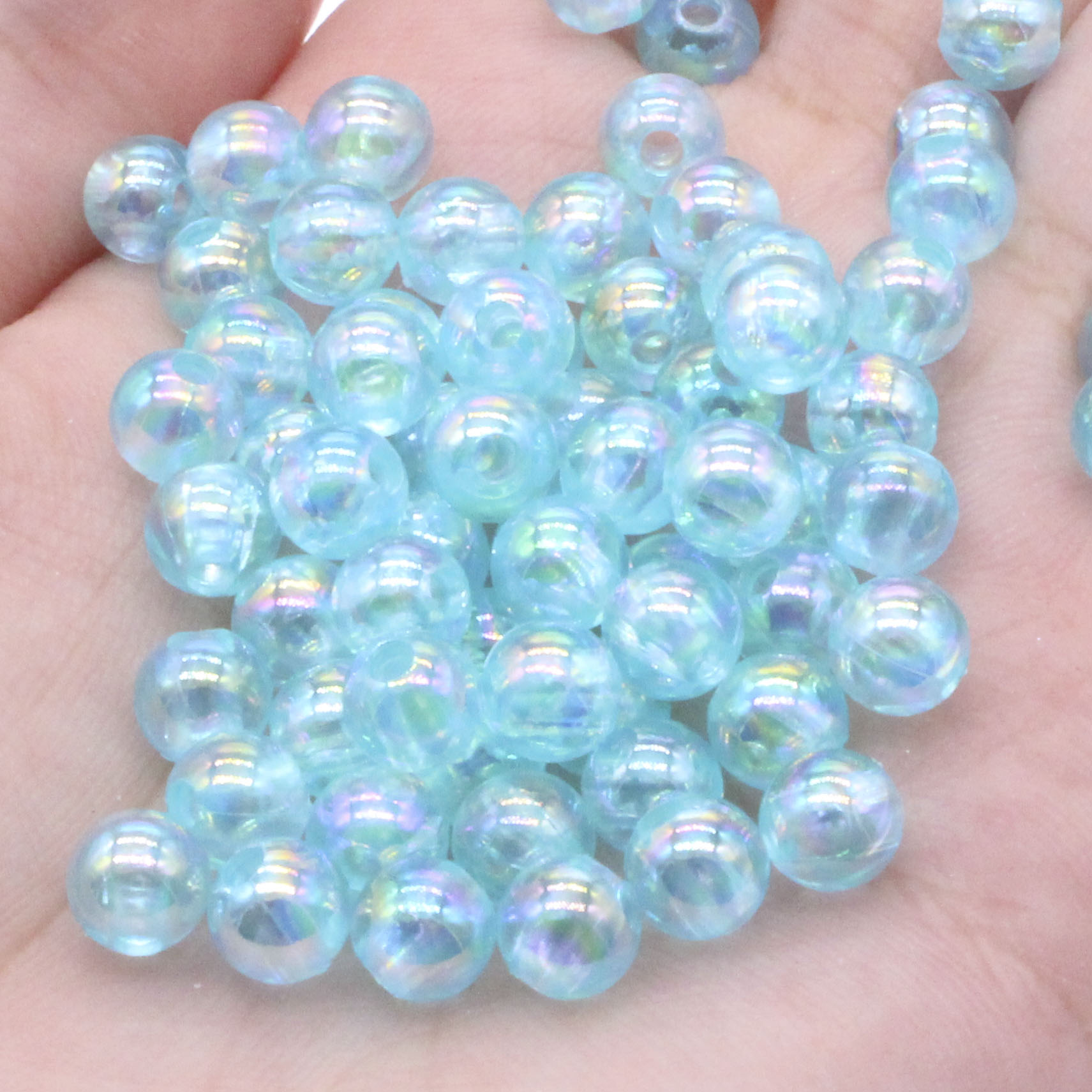 CHONGAI 6mm Light Purp Transparent AB Acrylic Round Ball Spacer Beads For Jewelry Making DIY Jewelry Accessories For Handicrafts: sky blue