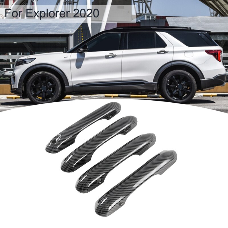 Abs Carbon Fiber Exterieur Side Deurklink Protector Cover Trim Voor Ford Explorer: Default Title