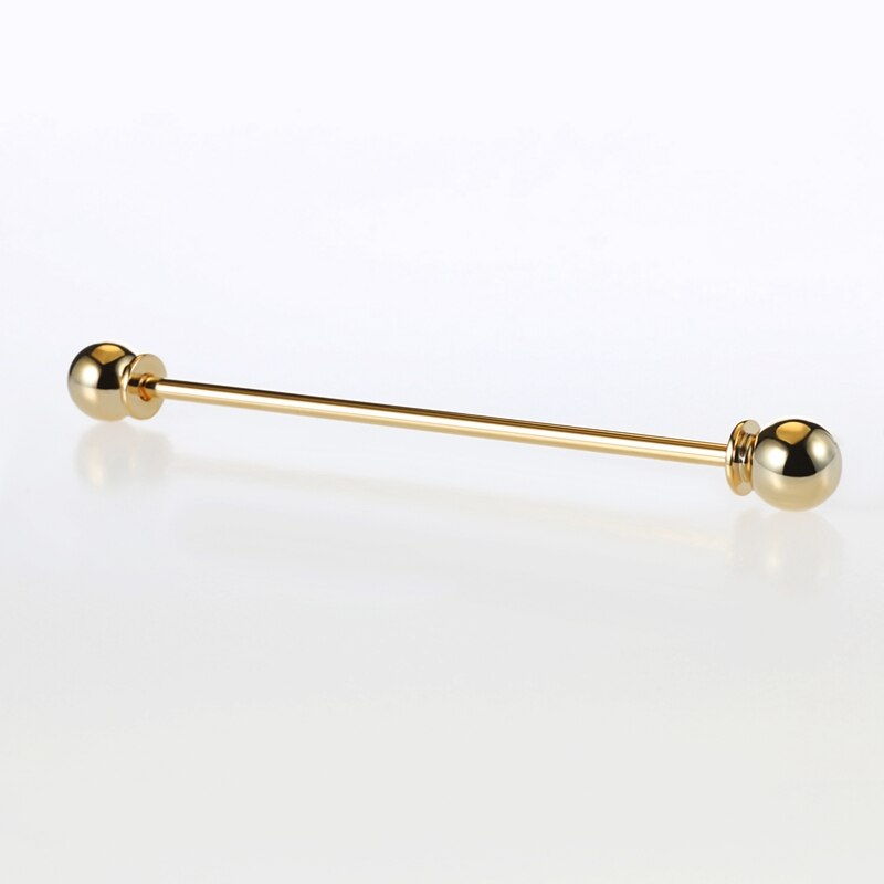 9 Stil herren Edelstahl Gold Kragen Pin 6cm Brosche Krawatte Kragen Pin Runde Kopf für dünne Krawatte Hemd Mit Kragen: Nachgemachter Rhodium überzogen