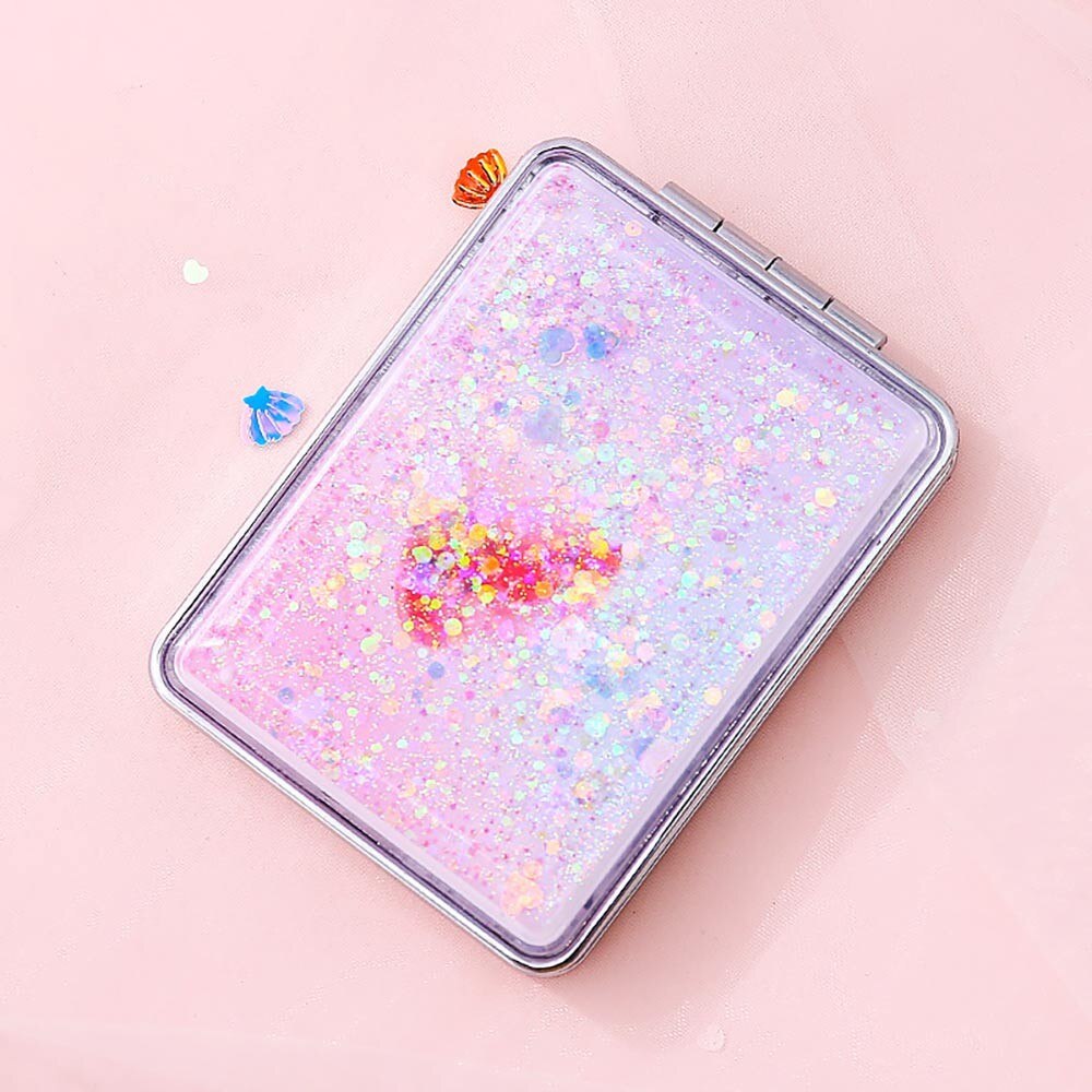 Quicksand Pocket Mirror Cute Fruit Square Compact Mirror Portable Mini Small Mirror Cute Girls Makeup Mirror Pocket Mirror