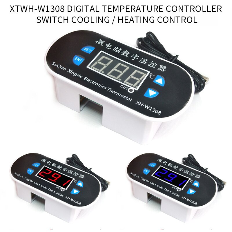 W1308 digitale koele warmtesensor temperatuurregelaar instelbare thermostaatschakelaar  dc 220v 12v 300 ℃ met temperatuurcorrectie