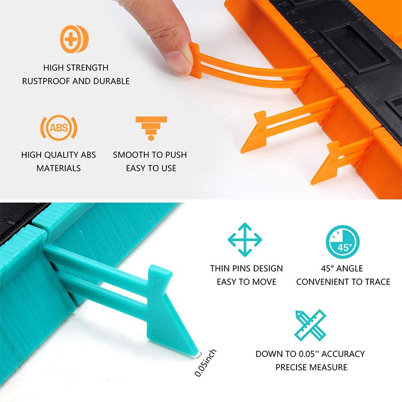 Contour Gauge with Lock, 2 Pack 5 Inch 10 Inch Widen Profile Gauges Measure Ruler Contour Duplicator Comb Tool