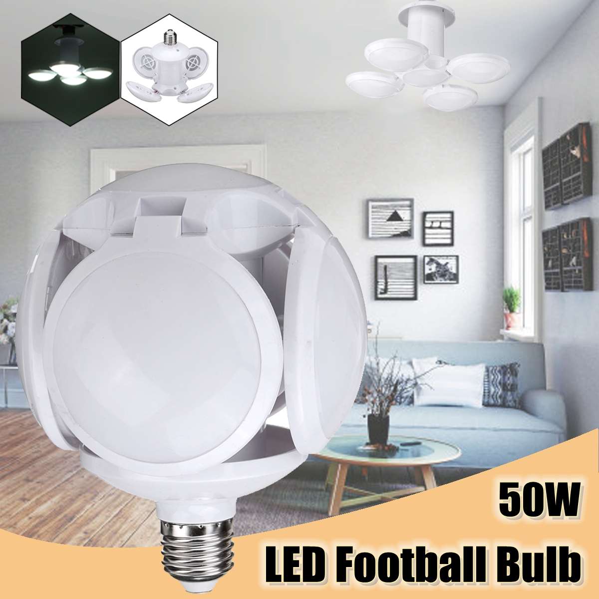 50W E27 120 Led Lamp Garage Licht 6800-7200K 360 Graden Vouwen Lamp AC165-265V 220V spotlight Licht Lampada Koud Wit