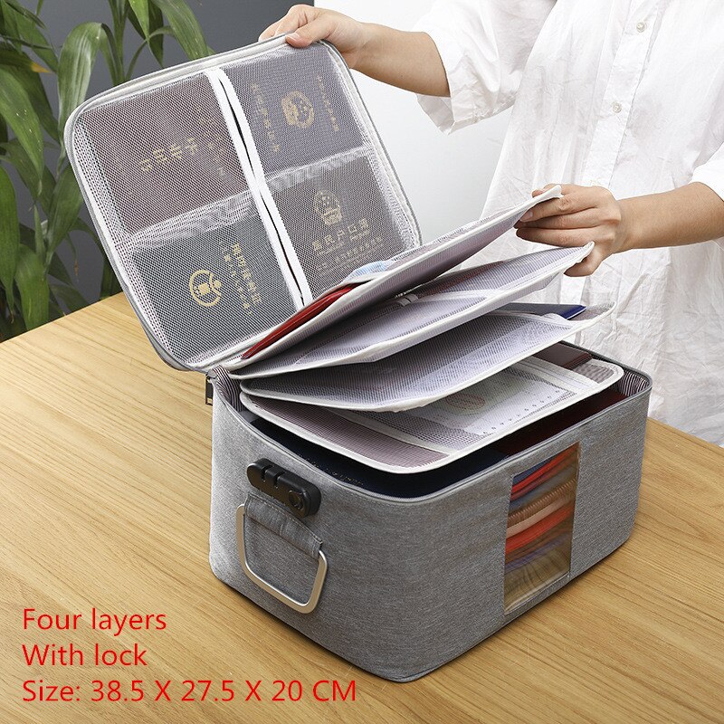 Multifunctional Document Storage Bag Men's Women's Briefcase Id Package Passport Handbags Office Business Pouch Accessories Item: C Gray