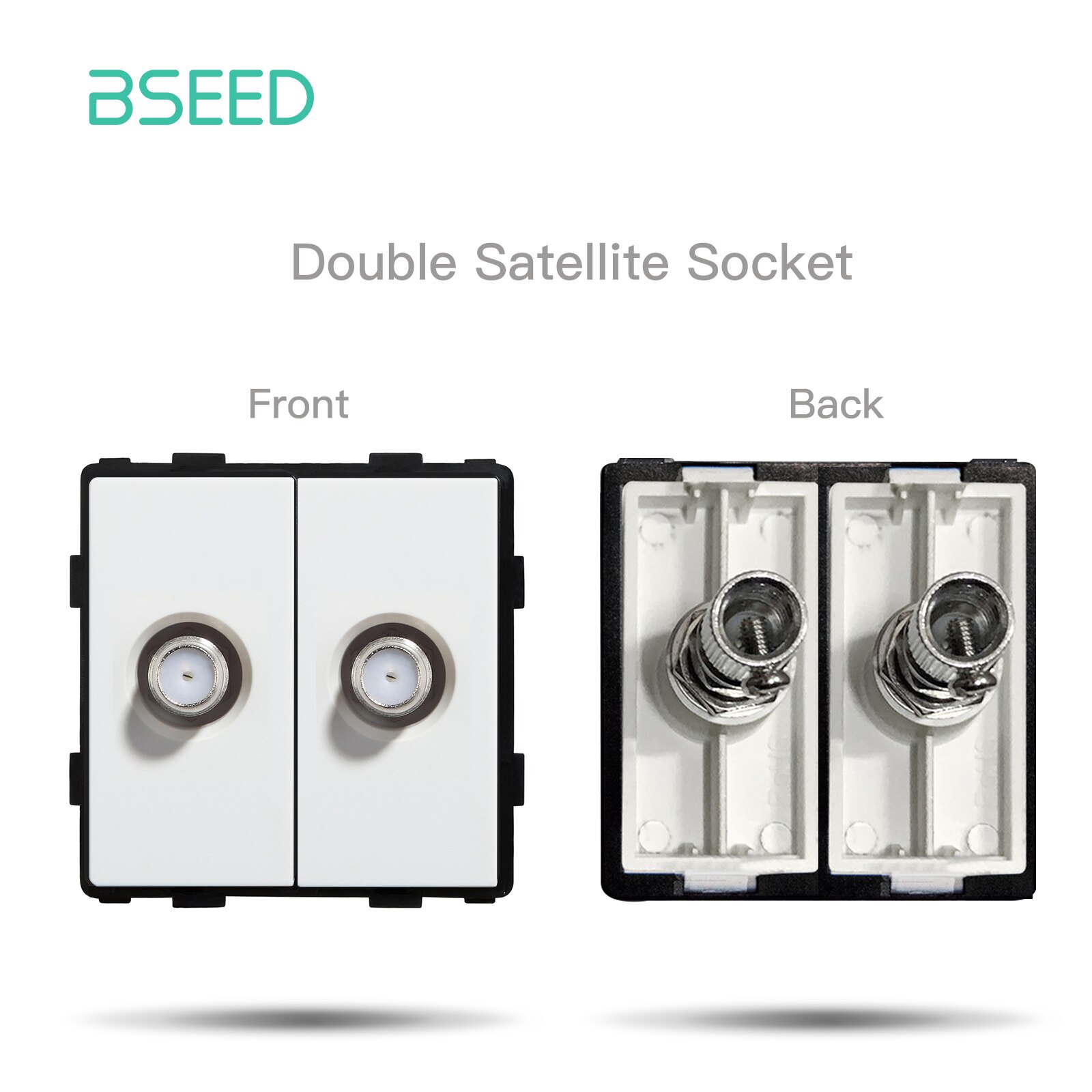 BSEED Weiße Glasscheibe mit Internet-Buchse TV ST Katze5 RJ45 Funktionsteile Doppel-USB-Buchse EU-Wandstecker DIY freie Kombination: Tischplatte-Einfaßung