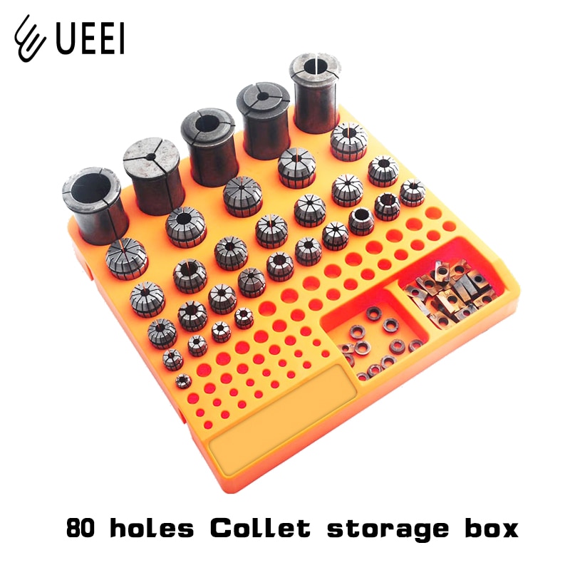 ER collet storage box 80 holes ER8 ER11 ER16 ER20 ER25 ER32 ER40 collet hard plastic finishing rack CNC machining center