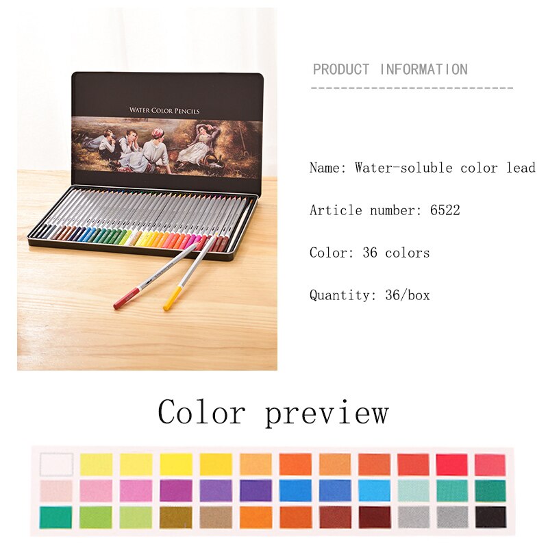 24/36/48/72 Water Oplosbare Kleur Potlood Vulling Kleur Potlood Verf, school Geschilderde Artikelen, Briefpapier: 36 Colors 1