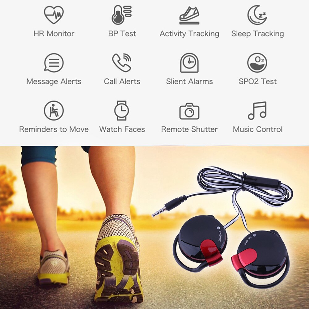 3.5mm bedrade headset oorhaak sport super bass hoofdtelefoon bas oortelefoon voor  mp3 spelers computer mobiele telefoon