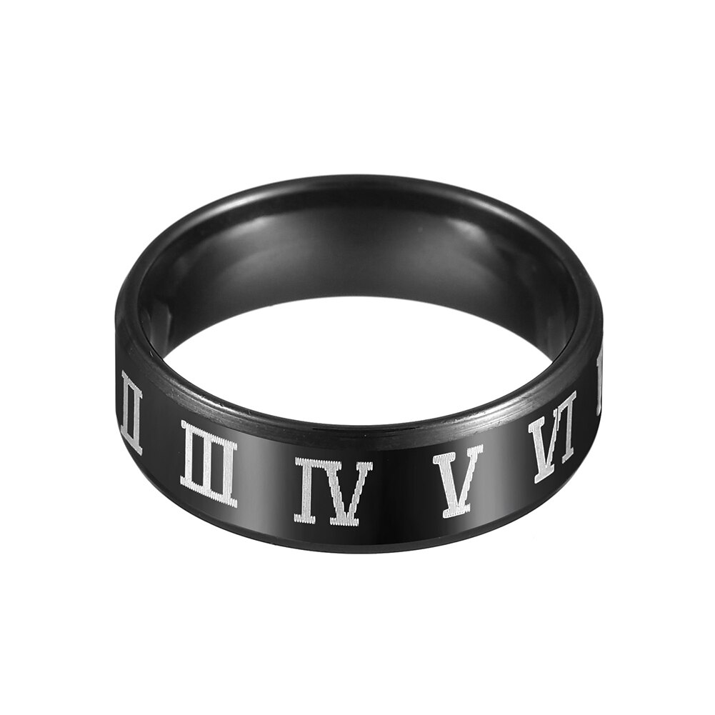 Roman Number Print Party Club Prom Jewelry Men Band Finger Ring