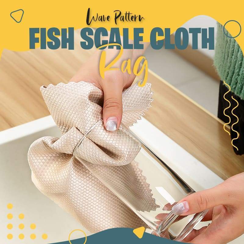 4PCS Wave Pattern Fish Scale Cloth Rag Anti-grease Absorbent Microfiber Cleaning Cloth home washing dish kitchen Cleaning towel