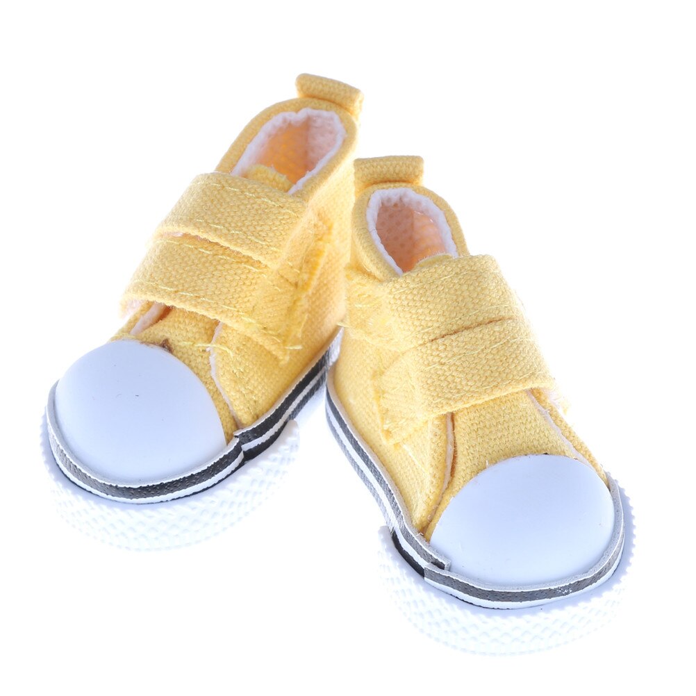 Zapatos de lona surtidos para muñeca, Mini zapatilla de juguete, a la , 6 colores, 5cm, para muñeca rusa: YELLOW