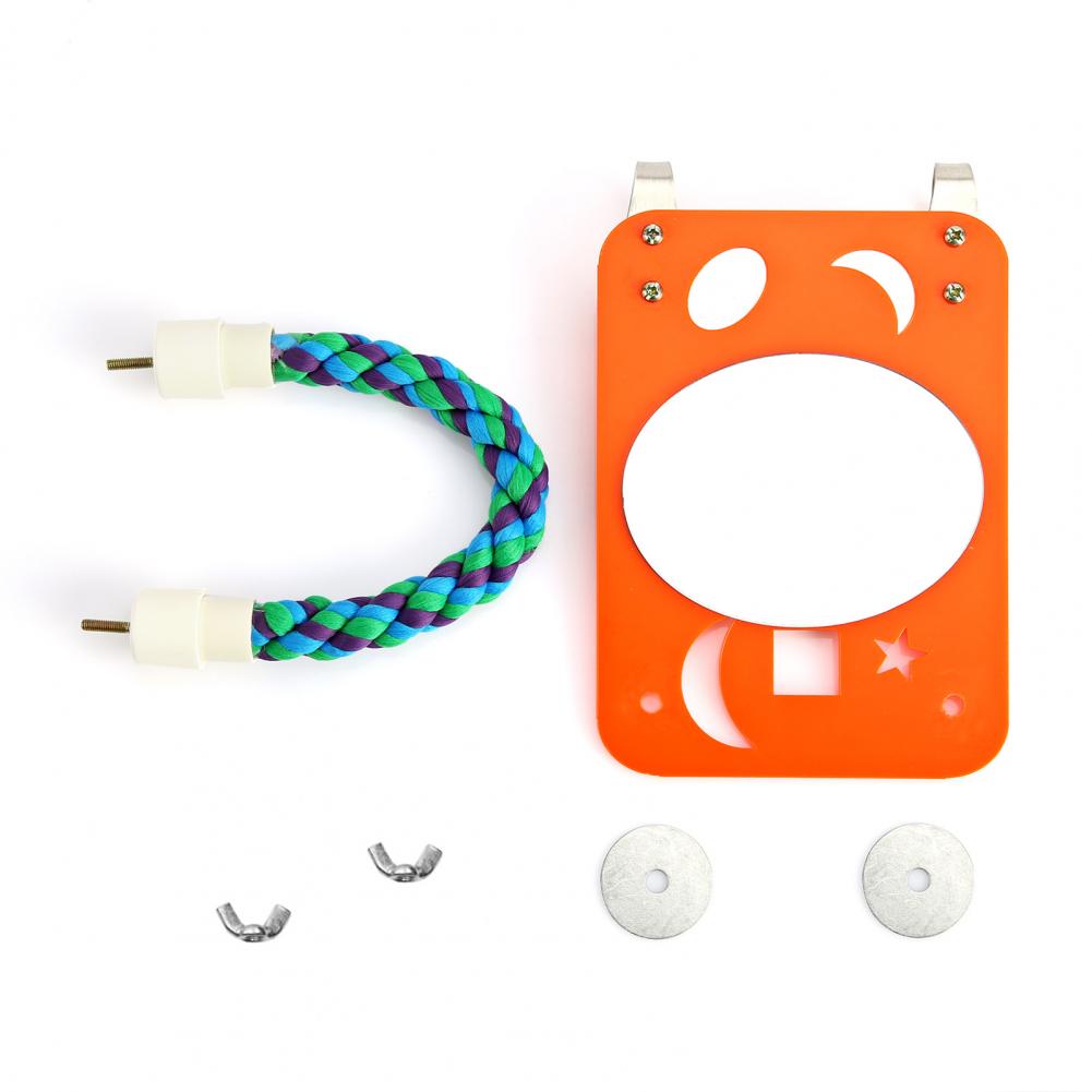 SALES Bird Mirror Swing Parrot Cage Toy with Rope Perch for Parakeet Cockatoo Cockatiel Conure Lovebirds Finch Cana