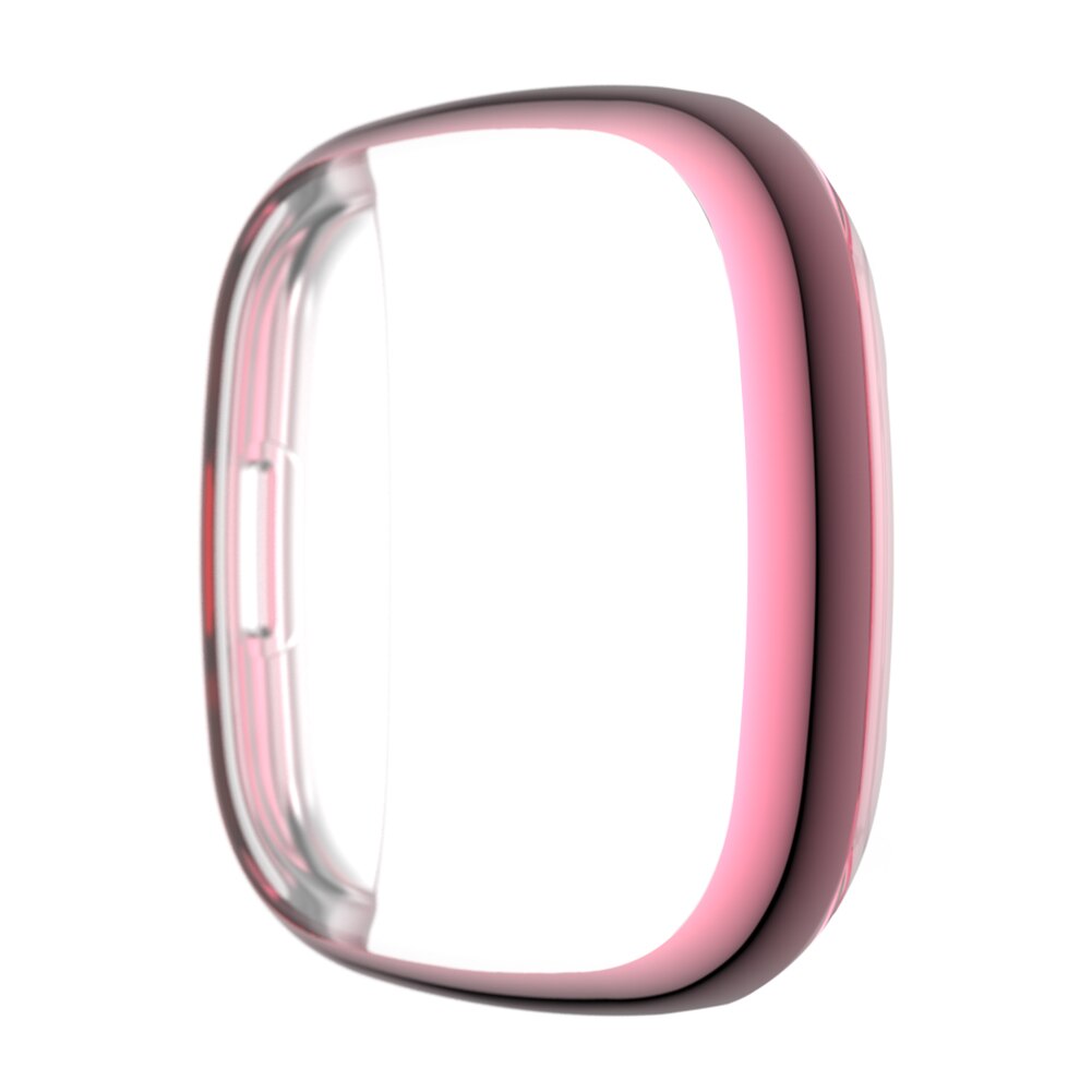 Screen Protector Voor Fitbit Versa 3/Fitbit Gevoel Lite Rondom Ultra Dunne Zachte Tpu Horloge Case Bumper protector: Pink