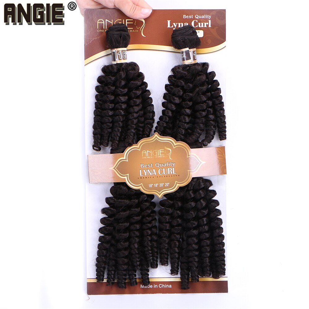 Angie Synthetische Funmi Krullend Haar Bundels 4 stks/pak 18 18 20 20 inches Hittebestendige Haar Weeft Pure Kleur 2 #