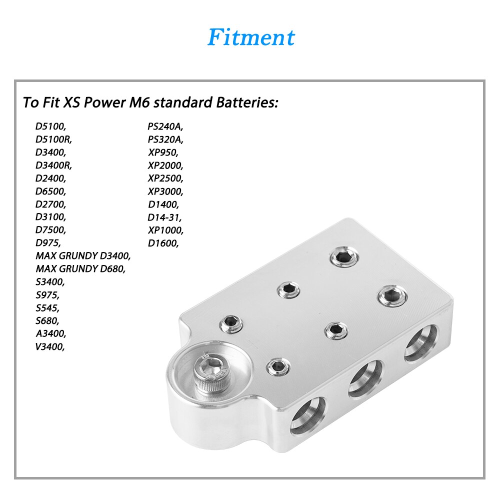 6 Spot Aluminum Multi-Connection Marine Flat Battery Terminals Kit Fit XS Power M6 Standard Batteries Positive Negative