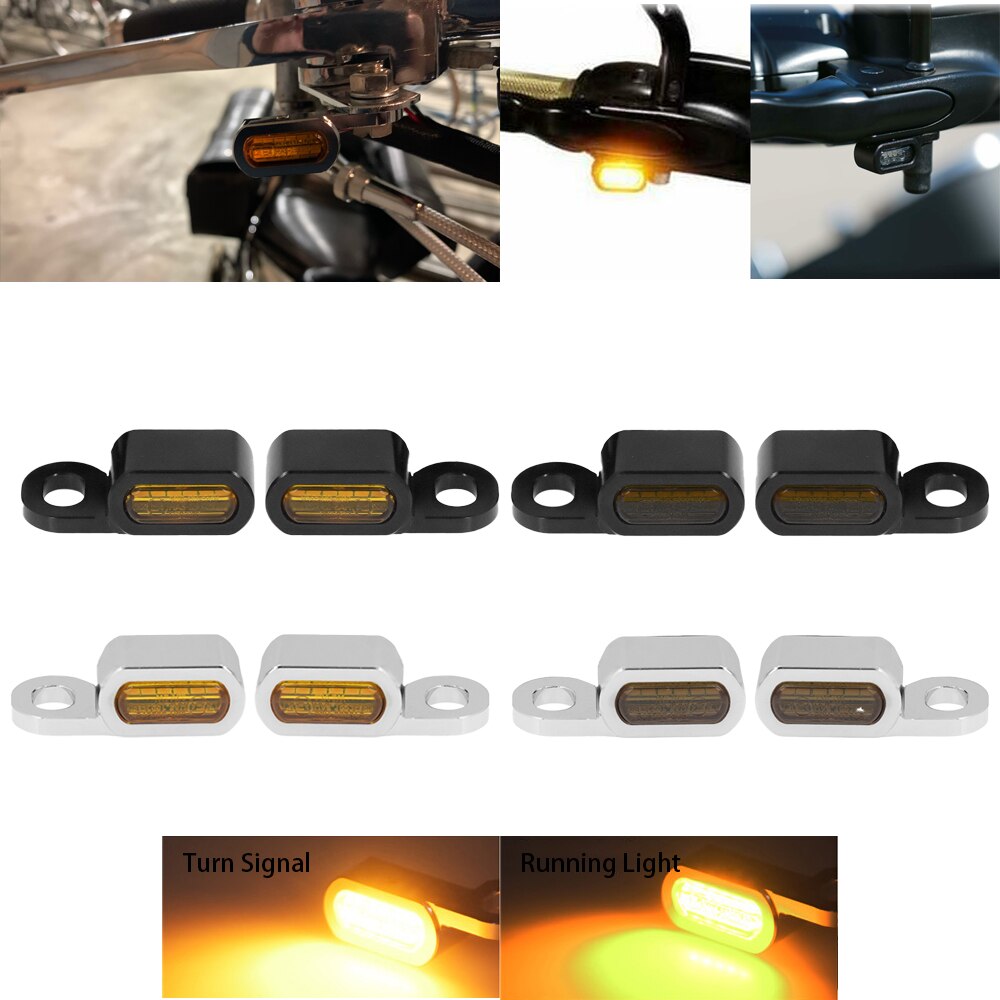 2X Motorfiets Led Richtingaanwijzer Zwart/Chrome Voor Harley Touring Road Street Glide Flhr softail