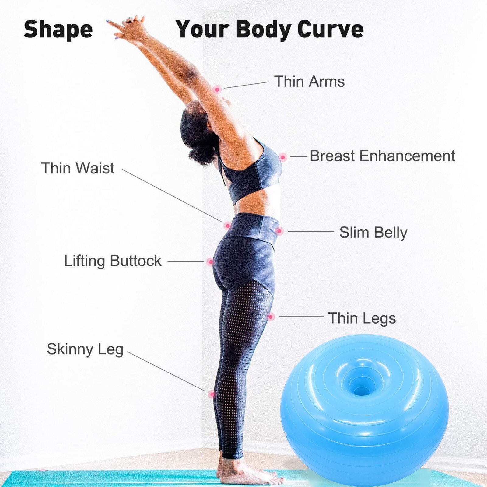 Donut Yoga Ball - Fitness Equipment - Home Workout Balance Ball - Pilates Exercise
