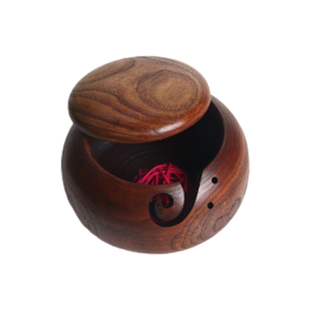 Nature Wool Bowl, Handcrafted Round Woolen Yarn Ball Container with Swirl Hook for DIY Woven Clothes, Handmade Sweater