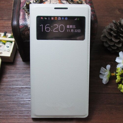 Slim View Shell Auto Sleep Wake up Function Flip Leather Case Shockproof Bag Back Cover Mask For Samsung Galaxy S4 I9500 I9505: Beige