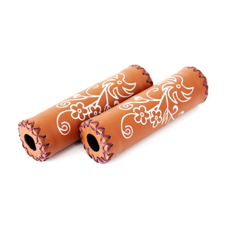 1 Paar Fiets Handvatten Gestikt Leer Mtb Bmx Road Mountain Fietsen Fiets Stuur End Grips