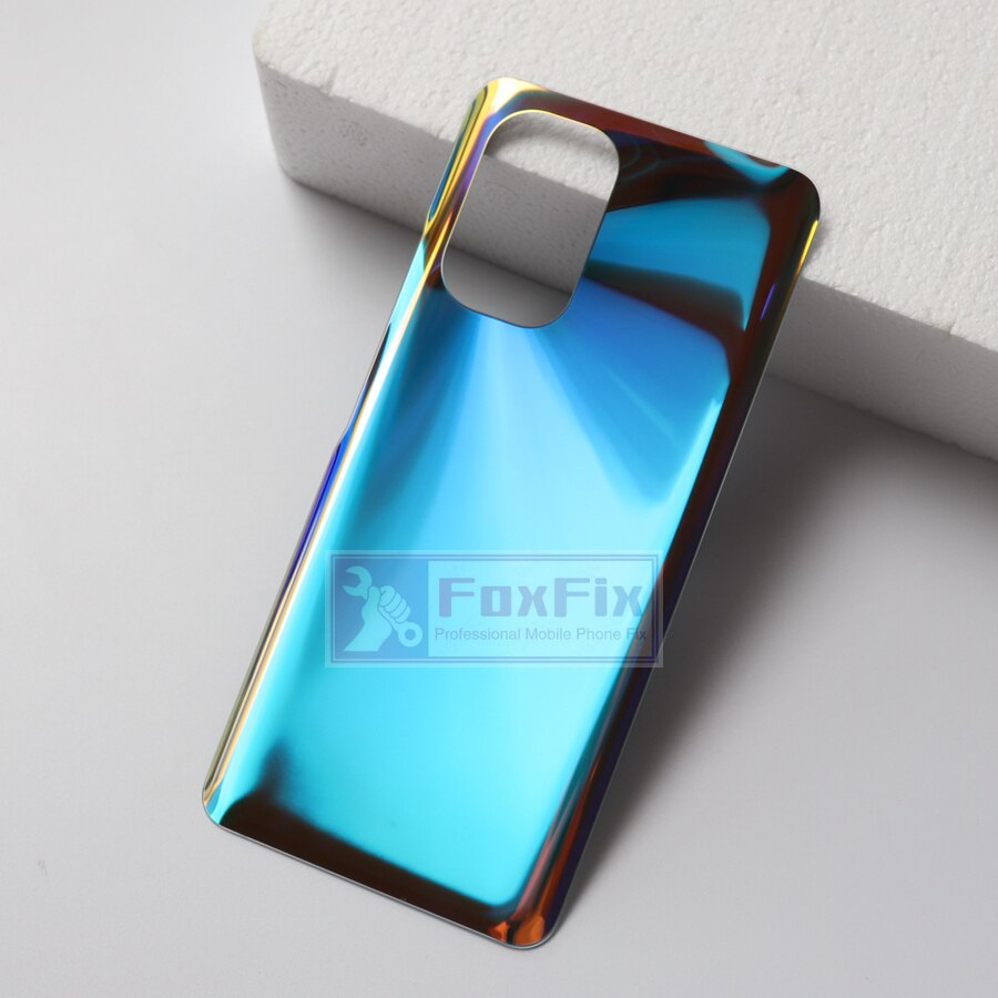 Zonder Logo Voor Xiaomi Poco F3 Batterij Cover Terug Glas Achterpaneel Behuizing Deur Case Met Camera Glas Lens Vervanging + Sticker: Aurora No Lens