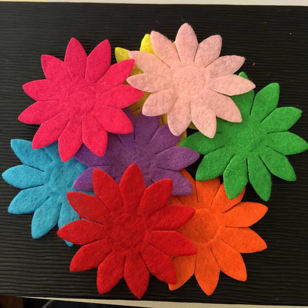 50 stk mix 40mm polstret filt forårsblomst applikationer håndværk bryllup gør diy håndværk forsyninger  a73a