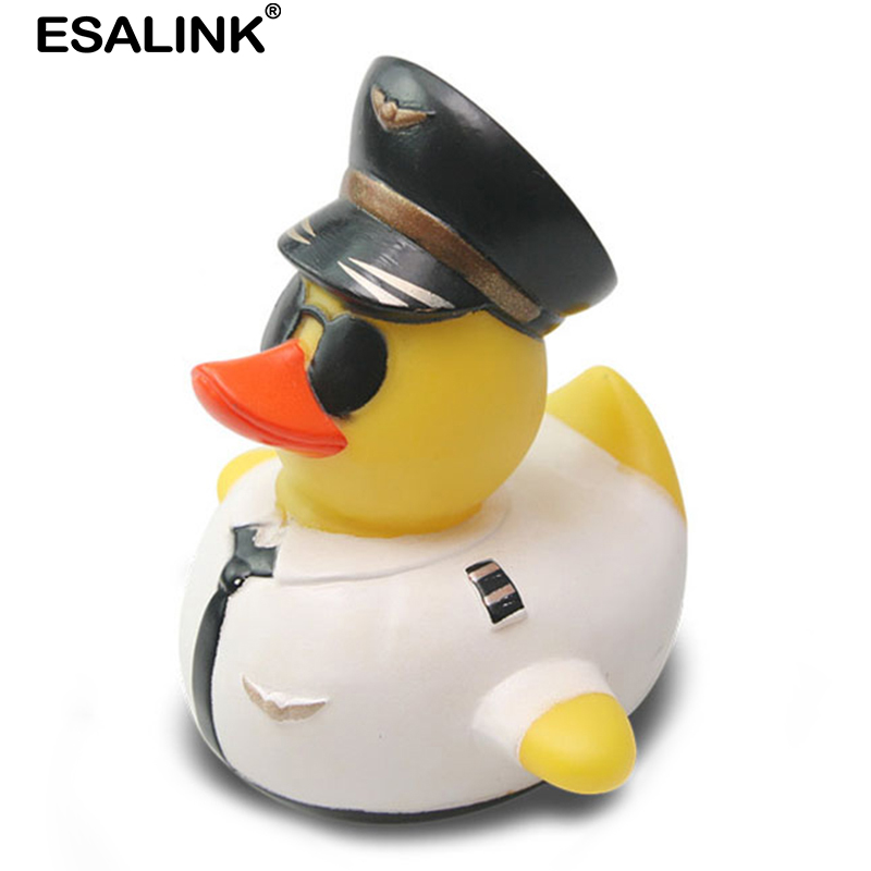 ESALINK12Cm Bagno Giocattoli di Gomma Anatra Pilot Acqua Anatra Giocattolo Creativo Del Fumetto Doccia Galleggiante Giocattolo Del Bambino Giocattoli Per Le Ragazze