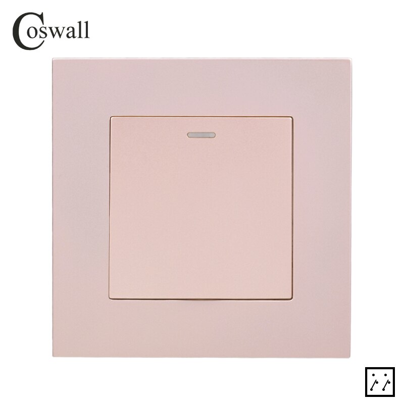 Coswall simpel stil pc-panel 1 gang 3- vejs mellemliggende tænd / sluk-lysafbryder wall rocker crossover switch  ac 12-250v 16a: Guld