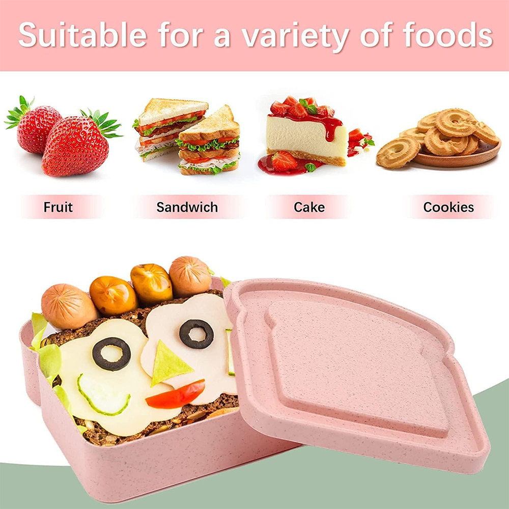Caja de almacenamiento para tostadas y sándwiches con tapa, fiambrera portátil para alimentos, bolsa de almuerzo para pan, contenedor organizador Bento, patrón de letras de mariposa