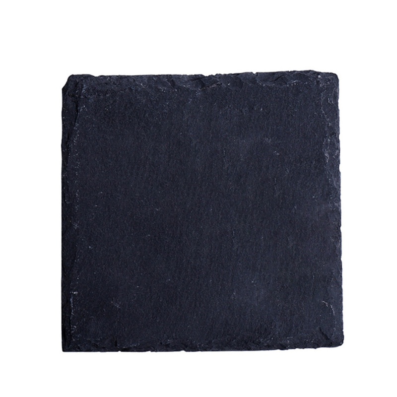 Slate Stone Coasters Rectangle Black Serving Plate For Cake Bar Kitchen Natural Edge Stone Drink Coaster Pad: 200x200mm